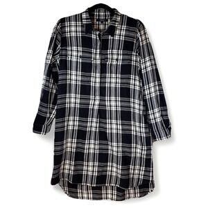 Madewell Dress Women Small Flannel Black Button Long Sleeve Midi Cotton Academia